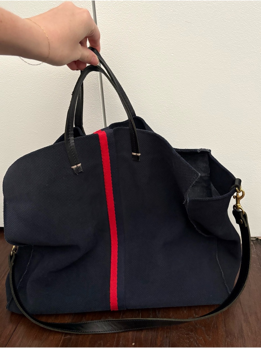 Clare V Navy Tote with Red and Blue Center Stripe - Picture 6 of 7